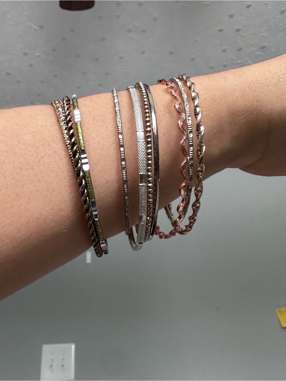 Boho Mixed Metal Bracelet Stack Gold Silver Rose Gold Set